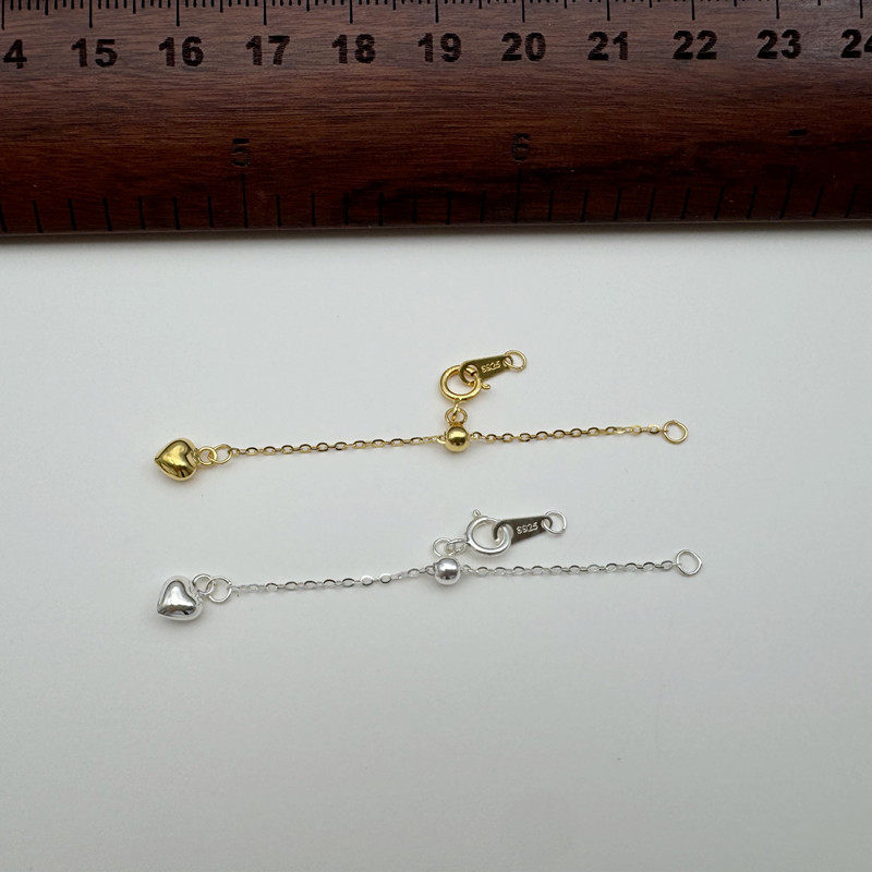 S925纯银diy小米珠防过敏加长链