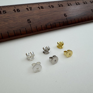 925纯银耳堵耳钉耳塞厚实diy耳环防掉耳迫耳帽配件0.8mm孔圆形堵