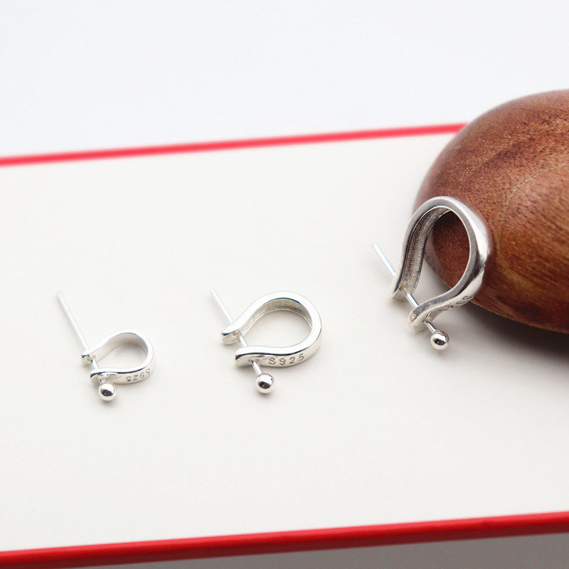 吊坠扣头S925纯银穿针U形玉佛水晶蜜蜡挂件夹扣diy银配件扣不过敏