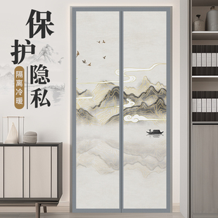 2025布艺隐私门帘免打孔防蚊遮丑防窥隔断帘磁性自粘魔术贴挂帘