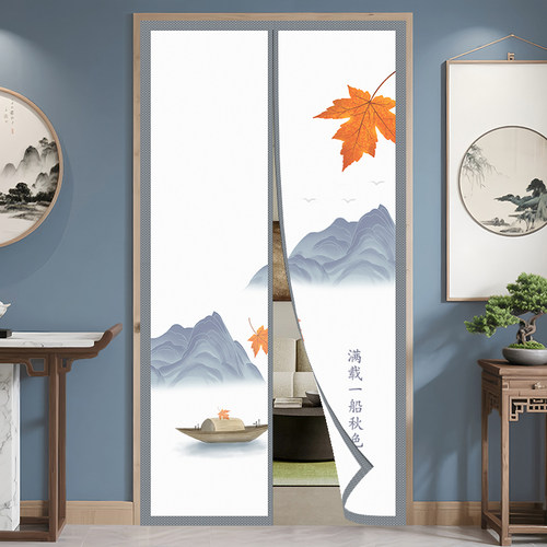 布艺门帘防空调隔断帘磁吸遮挡卧室免打孔帘子防蚊夏季防窥隐私帘