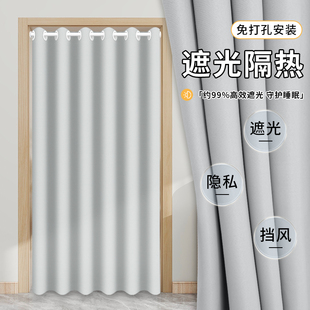 新款家用穿杆空调门帘隔离冷暖走廊遮光隔断帘客厅免打孔防油烟帘