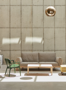 karimoku日本进口KNS系列北欧设计现代简约实木扶手河狸三人沙发