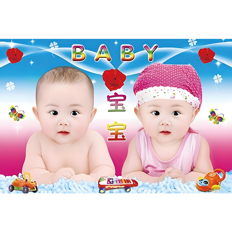 龙凤胎宝宝贴画墙贴纸漂亮娃娃图