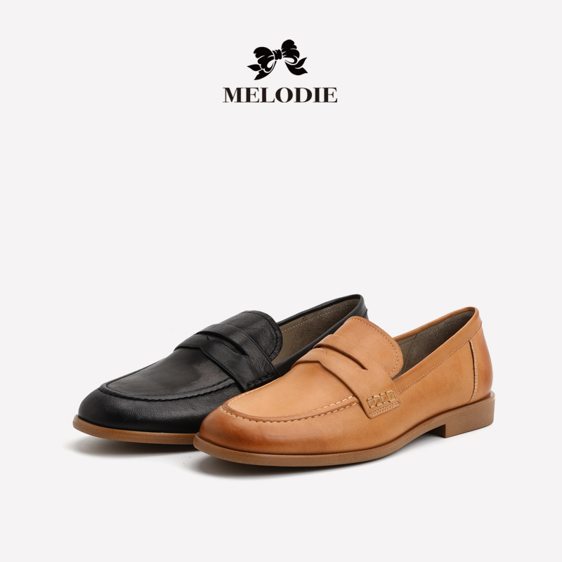 一脚蹬小皮鞋粗跟单鞋真皮乐福鞋