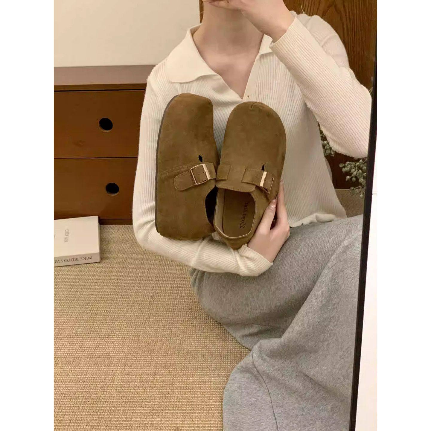 内增高厚底全包勃肯鞋女鞋2026新款春季一脚蹬博肯单鞋乐福豆豆鞋,女鞋,勃肯鞋/软木鞋,淘宝优惠券,粉丝福利购,淘宝优惠卷