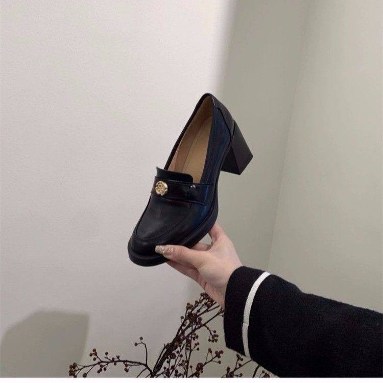 自留款~复古厚底粗跟乐福鞋女2026新款通勤一脚蹬小皮鞋增高单鞋,女鞋,乐福鞋（豆豆鞋）,淘宝优惠券,粉丝福利购,淘宝优惠卷