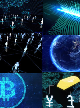 比特币区块链高科技互联网金融虚拟地球连线经济全球化视频素材