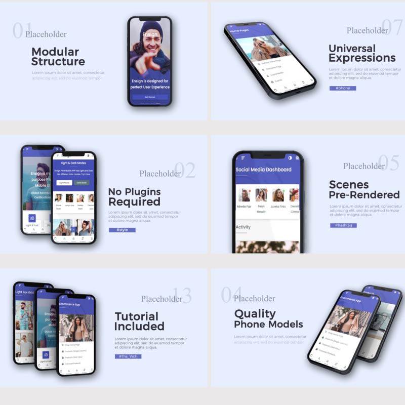 简洁手机APP推广宣传广告iPhoneX展示动画UI功能介绍视频AE模板