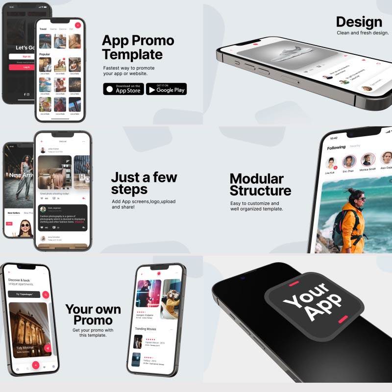 手机APP软件应用UI网页操作界面功能演示展示介绍宣传视频AE模板