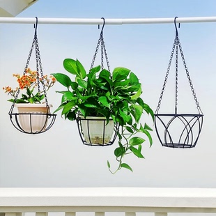 加粗链阳台悬挂式 花盆挂架铁艺吊篮绿萝吊盆花架高深花盆垂吊篮子