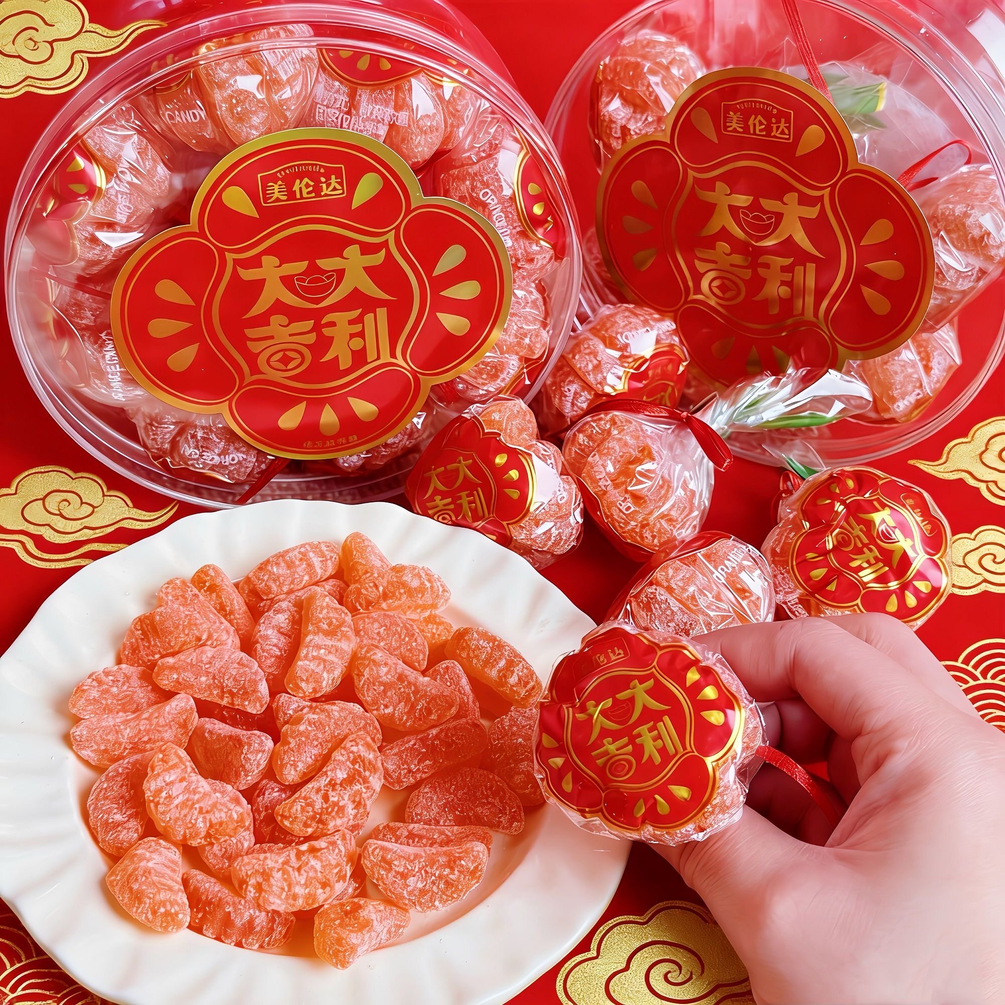 美伦达大吉大利橘子软糖喜糖年货老式橘子瓣糖果水果软糖怀旧零食图片