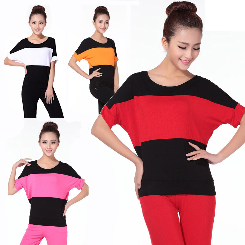 清仓特卖春夏秋季短袖广场舞服装上衣女大码瑜伽服练功宽松蝙蝠衫