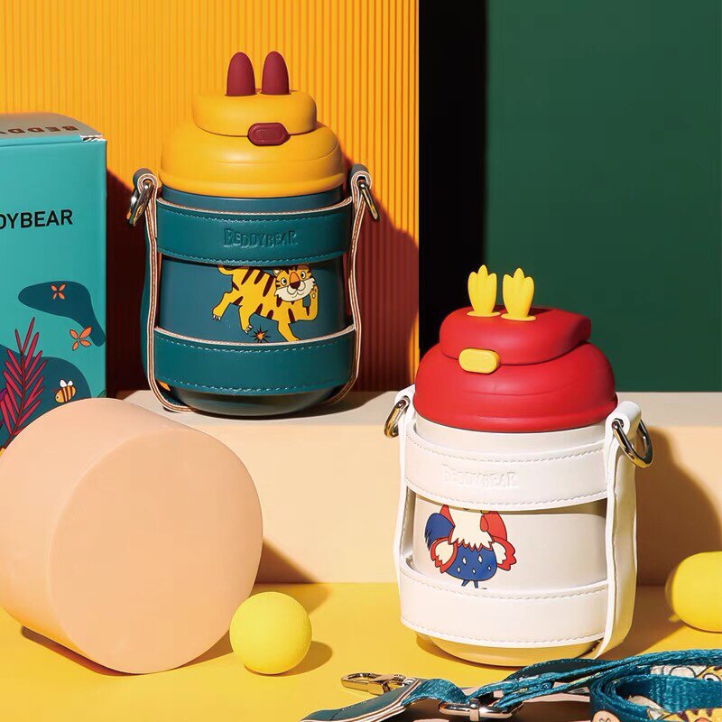 杯具熊鸭嘴吸管保温杯卖萌虎活力小鸡儿童男女宝宝学饮杯