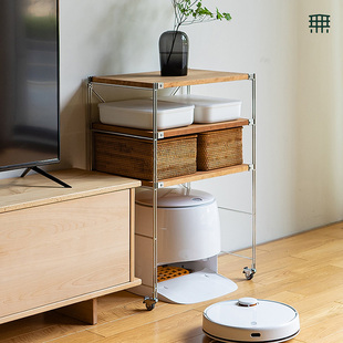 客厅扫地机器人置物架云鲸石头小米科沃斯猫砂盆可移动收纳柜