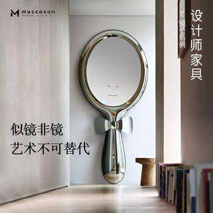 创意设计感艺术不锈钢穿衣镜壁挂装 饰落地镜玄关镜异形镜ins网红