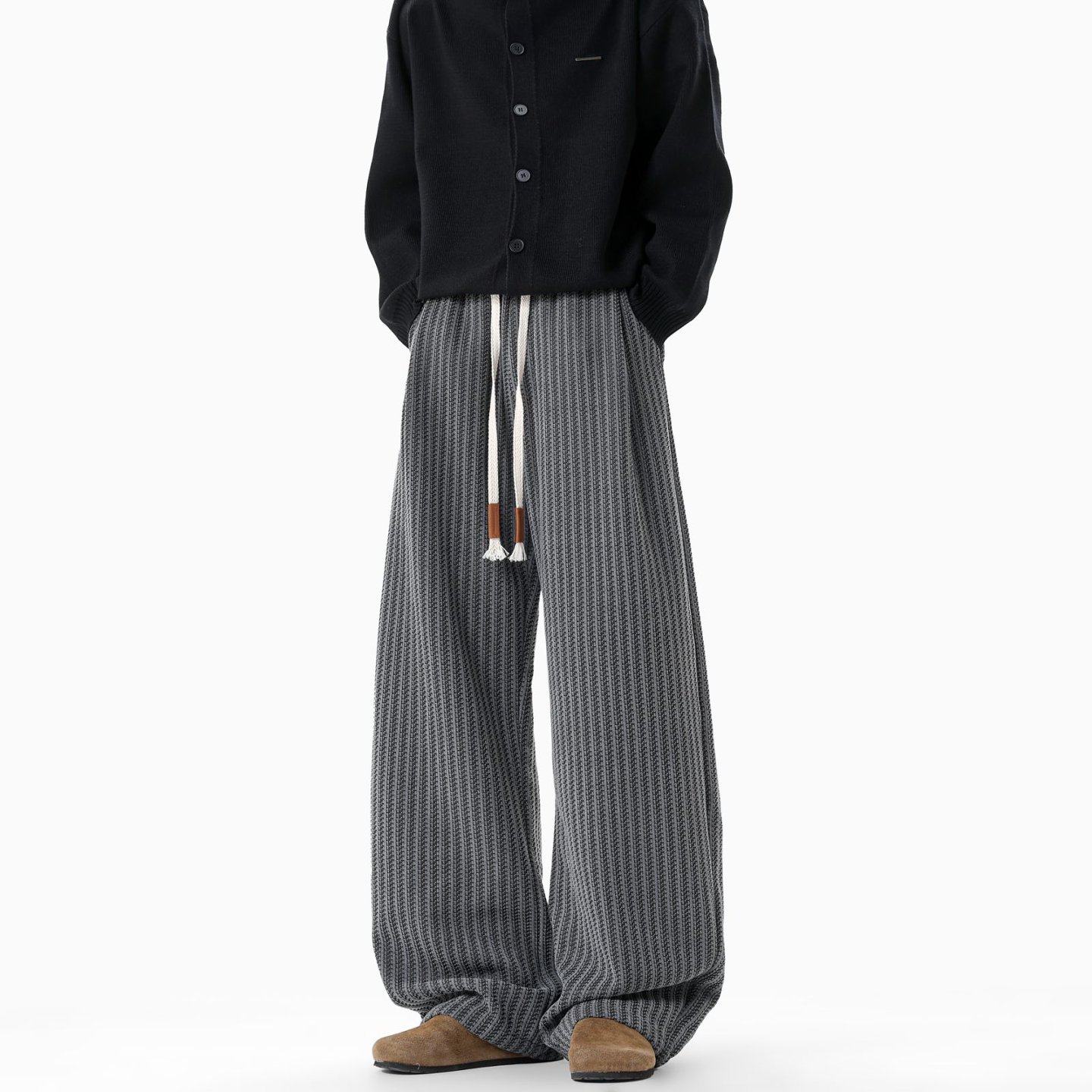 灰色高级感阔腿裤男士春秋季新款高腰休闲宽松直筒拖地小香风裤子,男装,休闲裤,淘宝优惠券,粉丝福利购,淘宝优惠卷