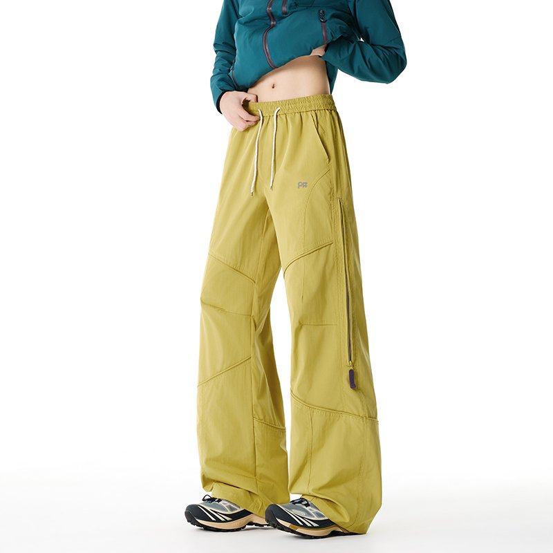 黄色阔腿冲锋裤男士春秋2026新款松紧高腰显瘦休闲直筒垂感拖地裤,男装,休闲裤,淘宝优惠券,粉丝福利购,淘宝优惠卷
