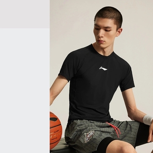 李宁CBA紧身衣短袖 男速干T恤跑步篮球健身高弹压缩训练运动健身衣