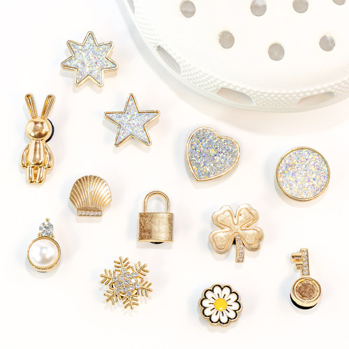 轻奢金属洞洞鞋配饰现货花园鞋水钻diy配件装饰扣金属鞋扣可拆卸