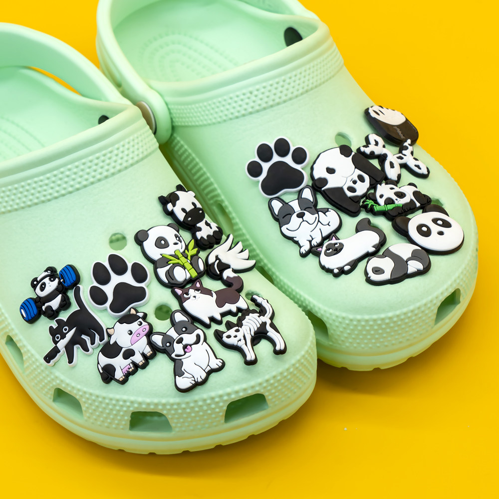 跨境新款黑白动物风格洞洞鞋花配饰卡通花园鞋diy装饰扣现货PVC扣,服饰配件/皮带/帽子/围巾,鞋扣,淘宝优惠券,粉丝福利购,淘宝优惠卷