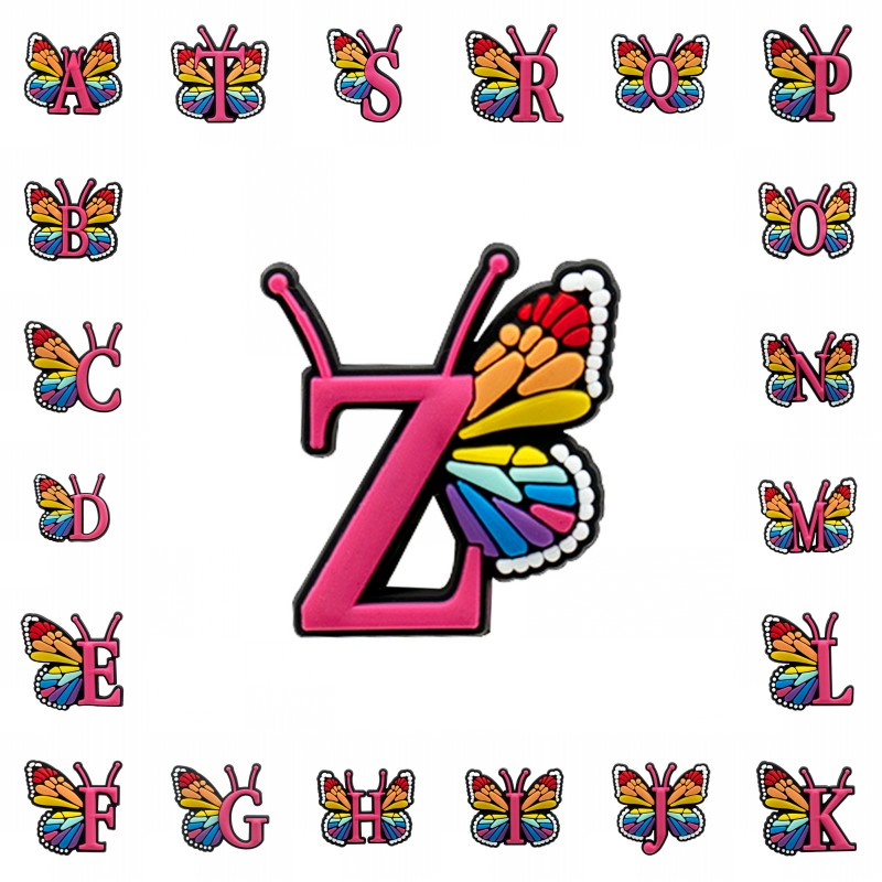 洞洞鞋花鞋扣装饰蝴蝶字母配件