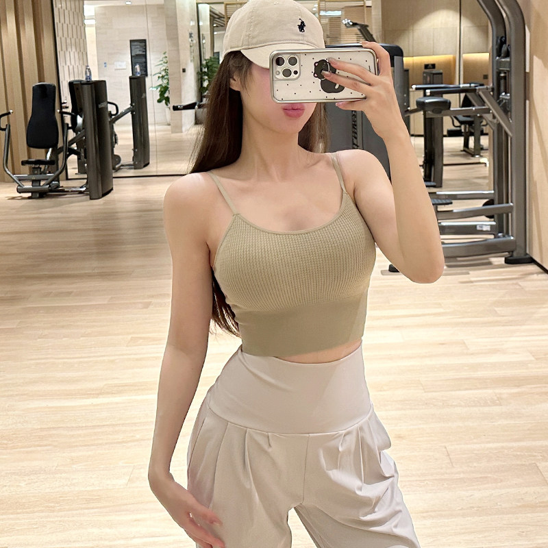 运动内衣防震防下垂秋季薄款吊带背心带胸垫瑜伽服外穿健身服女,运动服/休闲服装,运动背心,淘宝优惠券,粉丝福利购,淘宝优惠卷