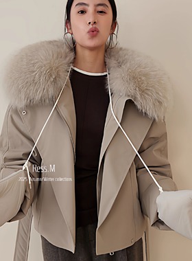 【Ress.M】十三行轻奢高端极简狐狸毛大翻领加厚保暖羽绒服外套
