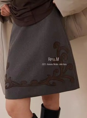 【Ress.M】十三行轻奢高端高级感西装风短款老钱裙绣花直筒半身裙