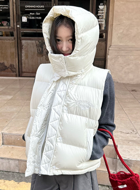 FORUYES官方店 冬季新款标语加厚保暖修身连帽马甲棉服背心潮外套