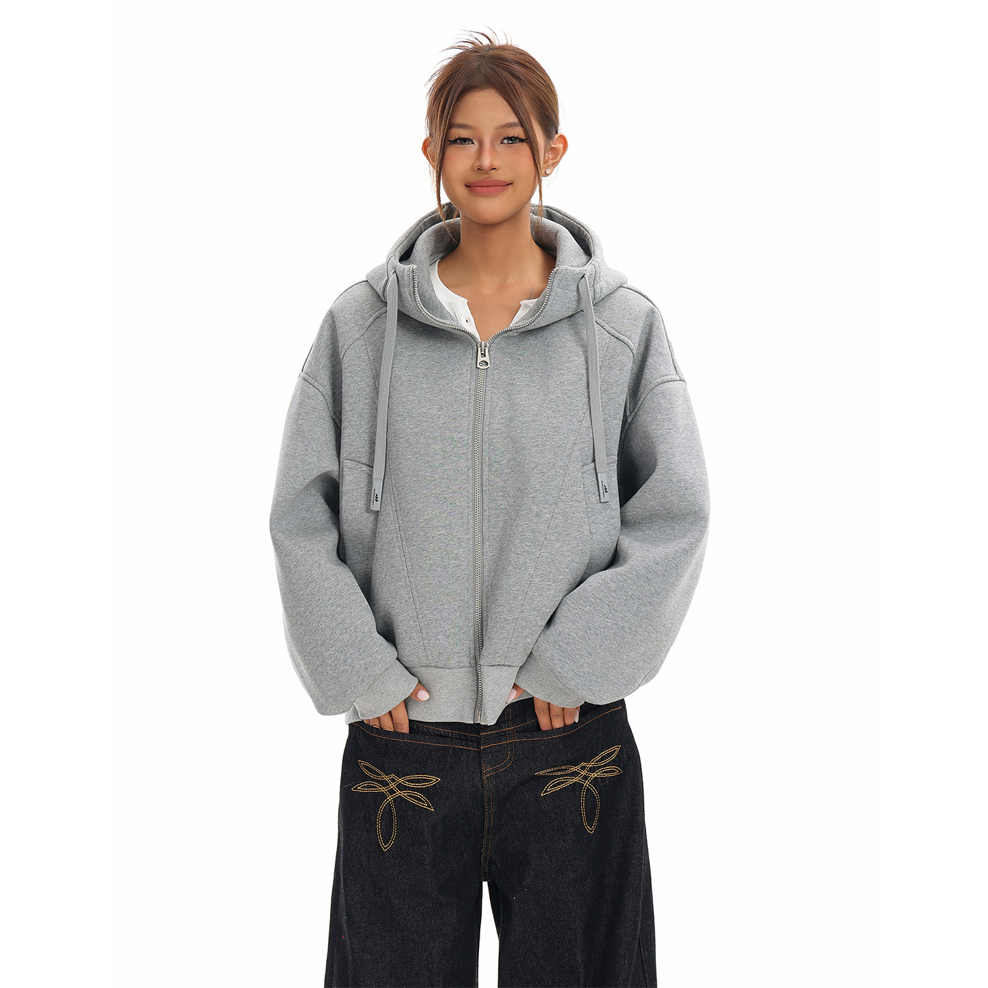 FORUYES官方店 冬季新款90白鸭绒高领连帽防风保暖情侣羽绒服外套