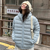 FORUYES官方店 标语刺绣轻薄白90鸭绒连帽排骨羽绒服上衣 美式