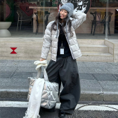 FORUYES官方店 复古基础字母刺绣轻薄鸭绒立领羽绒服上衣外套 美式