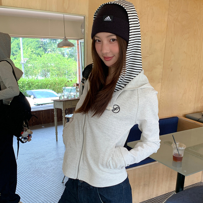 FORUYES美式复古圆环连帽卫衣