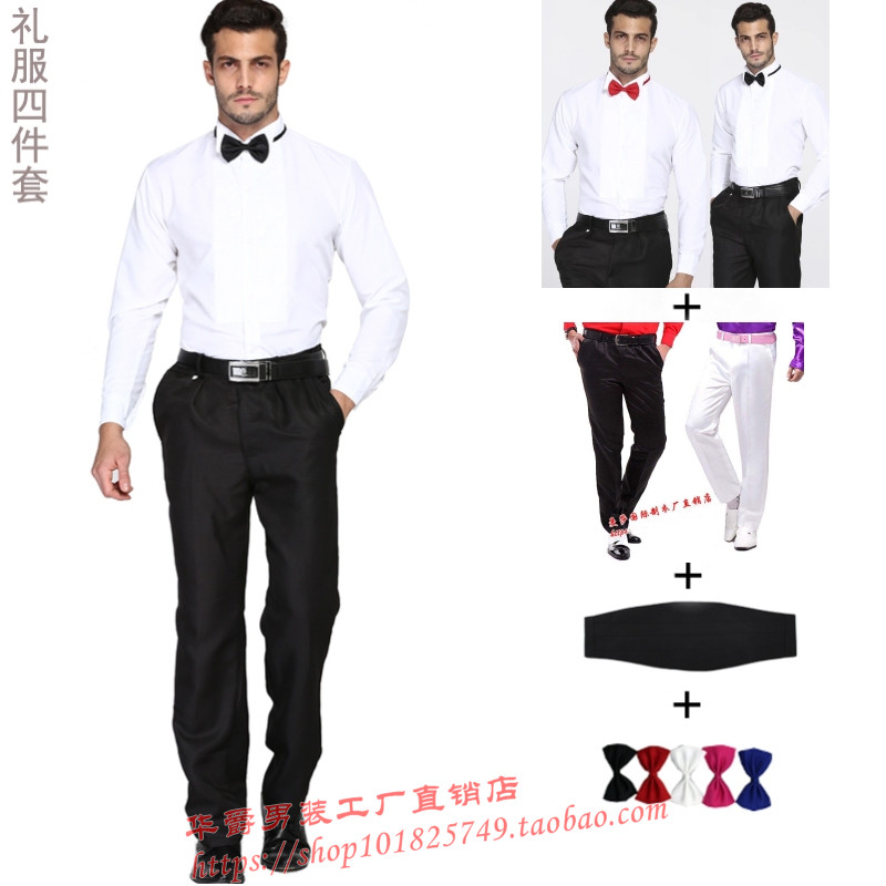 男士大合唱演出服舞台白色衬衫图片