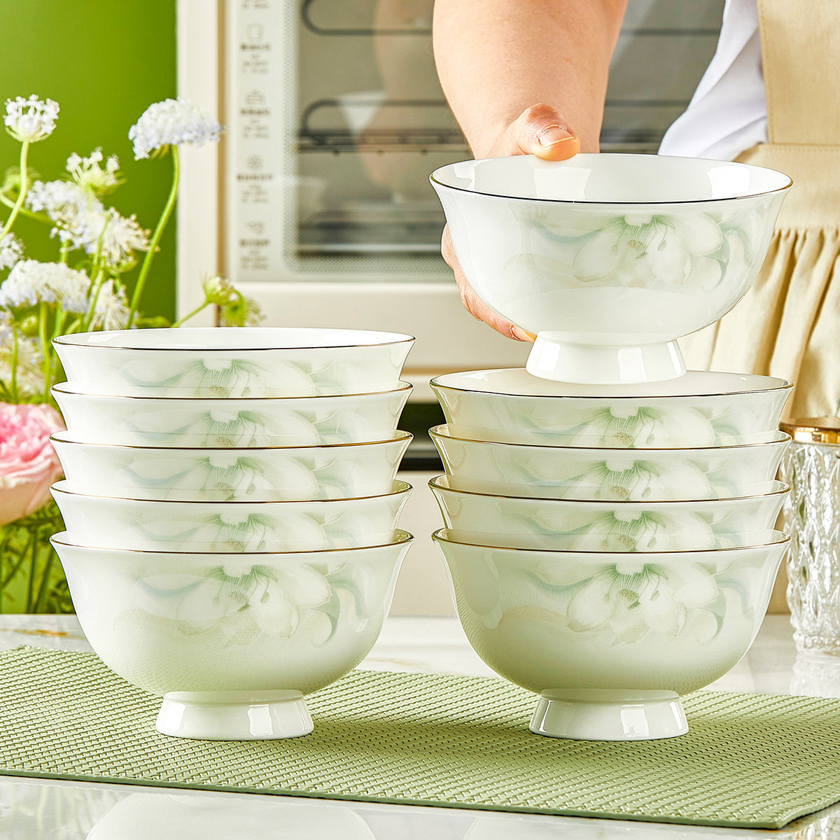 骨瓷碗家用2025新款轻奢简约吃饭碗套装碗盘组合,餐饮具,碗,淘宝优惠券,粉丝福利购,淘宝优惠卷