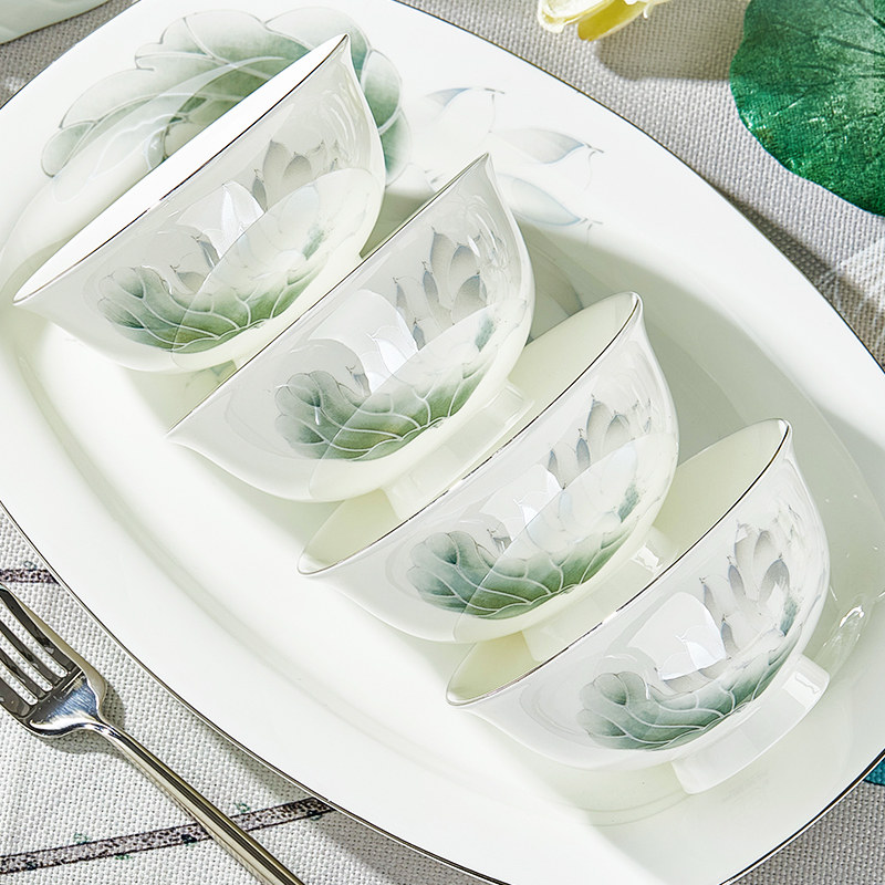 骨瓷碗家用2024新款高脚米饭碗新中式国潮陶瓷餐具套装碗盘组合,餐饮具,碗,淘宝优惠券,粉丝福利购,淘宝优惠卷