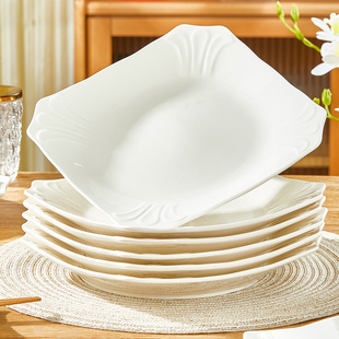 陶瓷盘子不规则方形凉菜盘家用玉兰盘好看的酒店餐盘浅盘拼盘摆盘