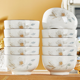 陶瓷碗家用2026新款新中式简约过年吃米饭碗盘可微波餐具碗碟套装