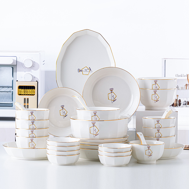 碗碟套装家用2022新款创意碗具碗盘组合碗筷礼盒乔迁陶瓷餐具套装