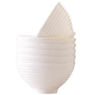 骨瓷碗家用2024新款纯白简约浮雕米饭碗陶瓷碗盘组合餐具碗碟套装