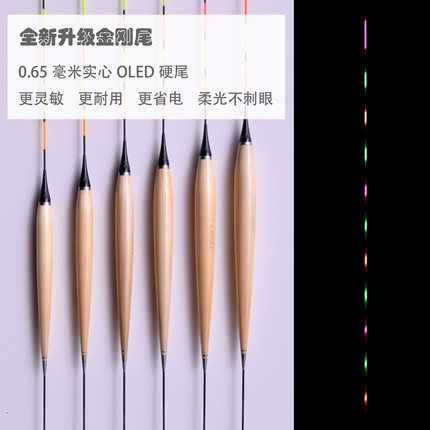 带壳芦苇夜光漂黑坑滑口鲤鱼专用漂高亮细尾高灵敏OLED硬尾电子漂