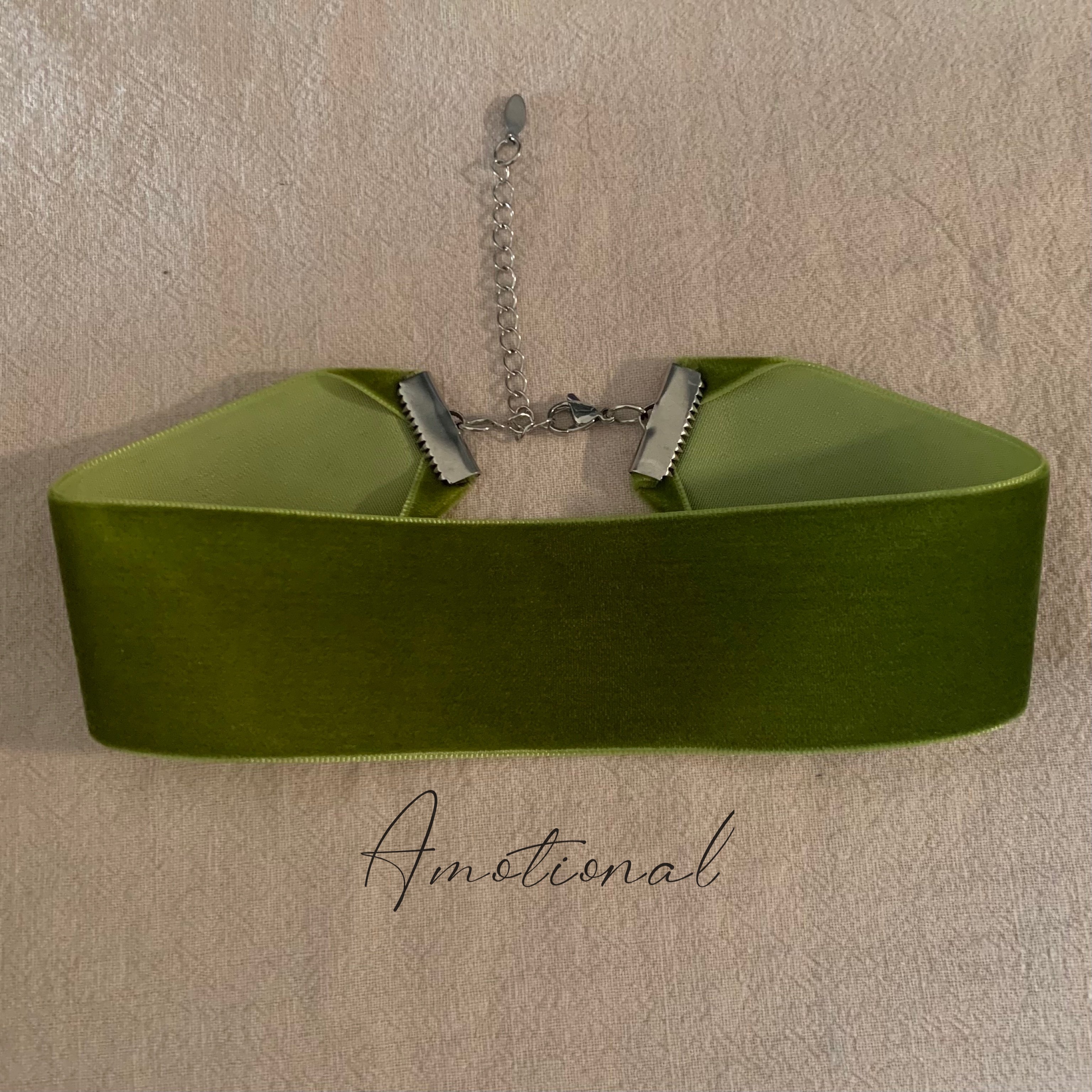 Amotional \ 古早风丝绒choker颈链经典绿色系绑绳不锈钢链扣项链,饰品/流行首饰/时尚饰品新,项链,淘宝优惠券,粉丝福利购,淘宝优惠卷