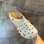 女款 2025新款 外穿拖鞋 真皮超火洞洞鞋 夏厚底eva防滑防臭运动凉鞋