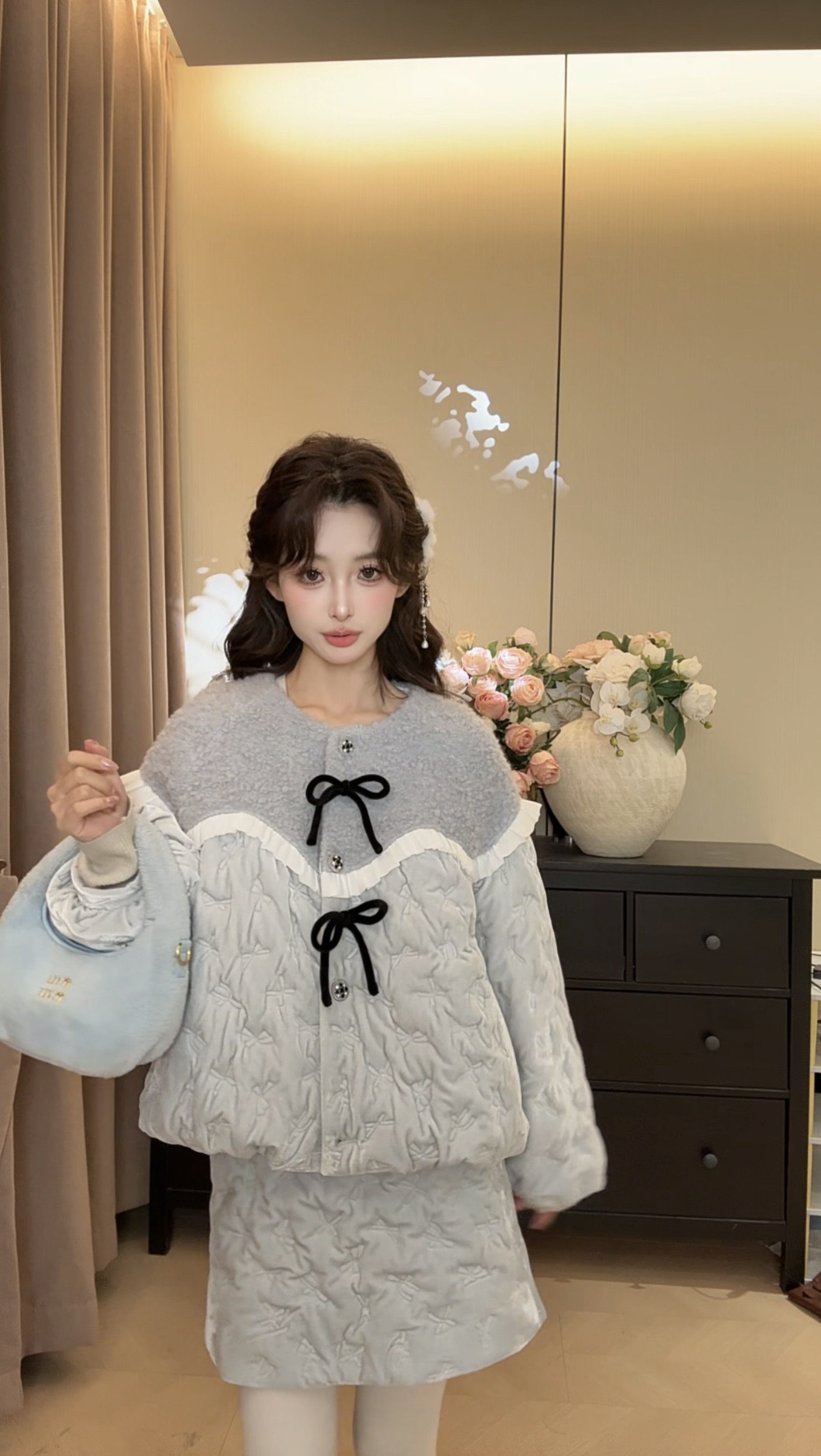 可可可欣【沉蓝汽水羽绒套装】女装洋气时尚休闲原创小众老钱风