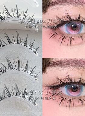 温柔黑色清冷小白狐自然浓密整条嫁接假睫毛狐狸纯欲一片式C44