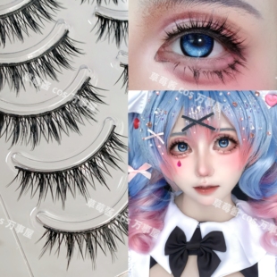cos日系5对小恶魔假睫毛硬梗尖尾纤长浓密萌妹初音cos睫毛C111