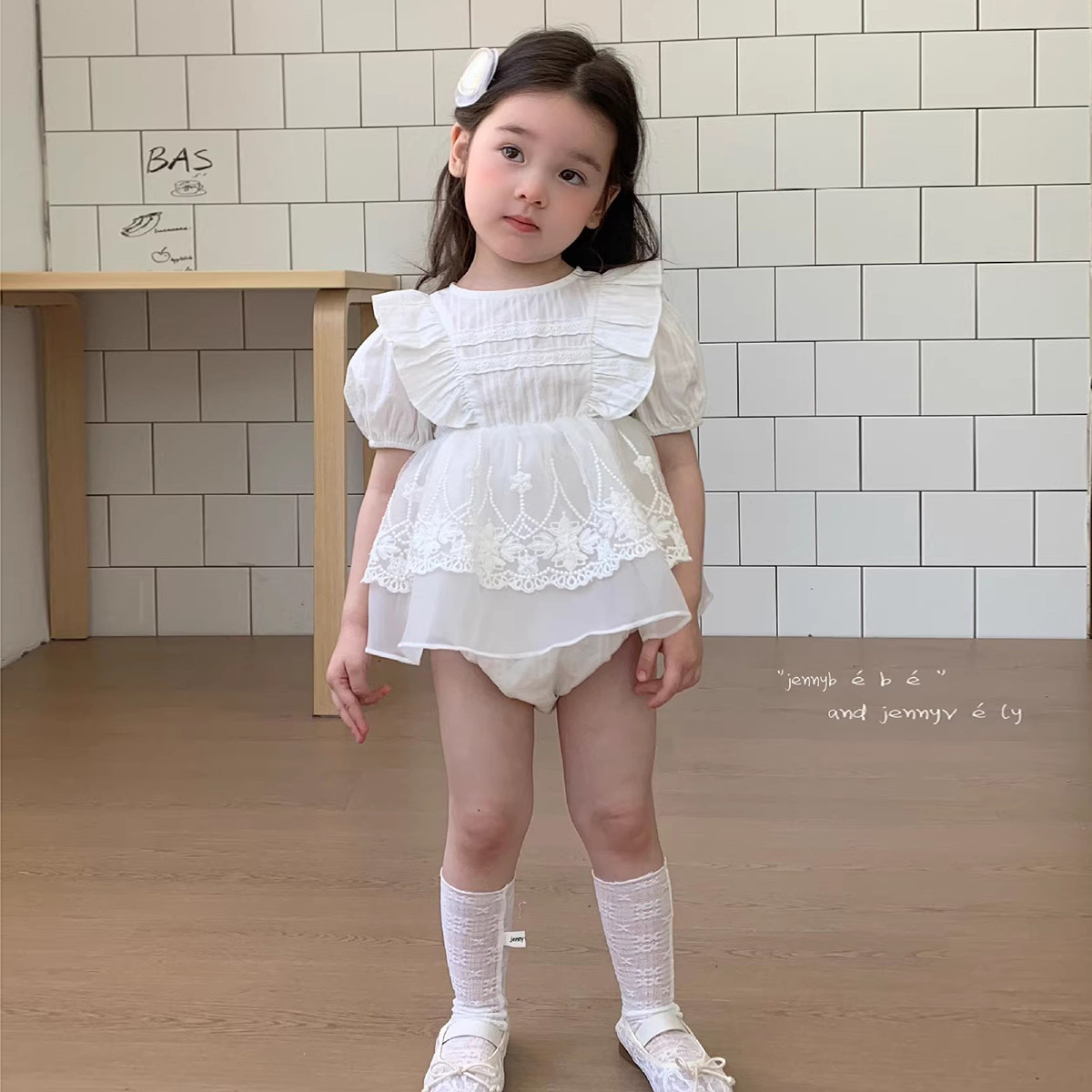 夏季百天女宝网纱公主爬服裙