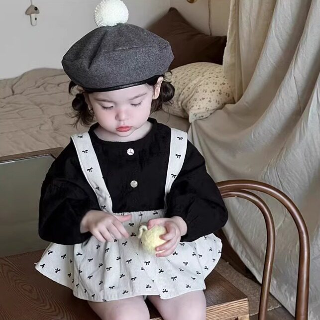 儿童秋季套装韩版童装宝宝衣服新款女童秋季娃娃衫背带包屁裤