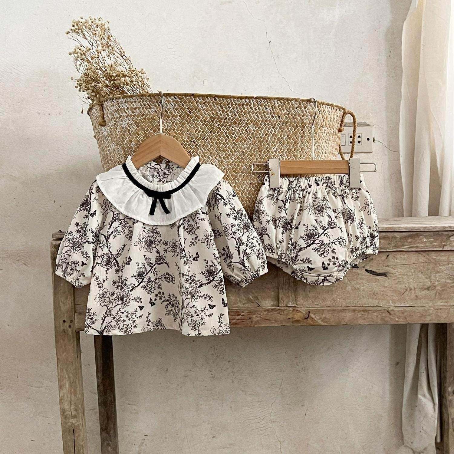 韩版童装女童宝宝纯棉印花荷叶领长袖上衣面包裤套装春秋季两件套,童装/婴儿装/亲子装,儿童运动套装,淘宝优惠券,粉丝福利购,淘宝优惠卷